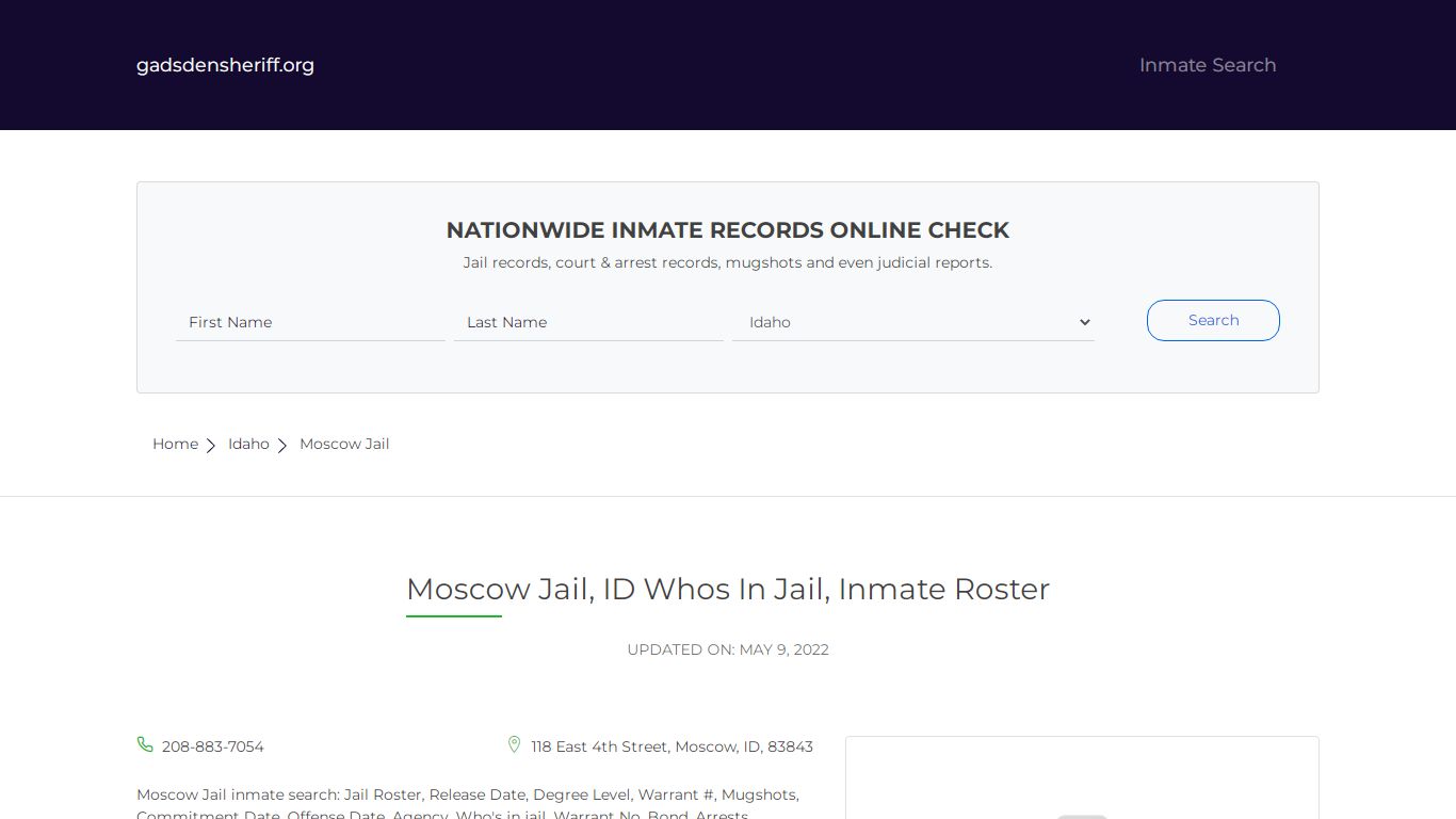 Moscow Jail, ID Inmate Roster, Whos In Jail